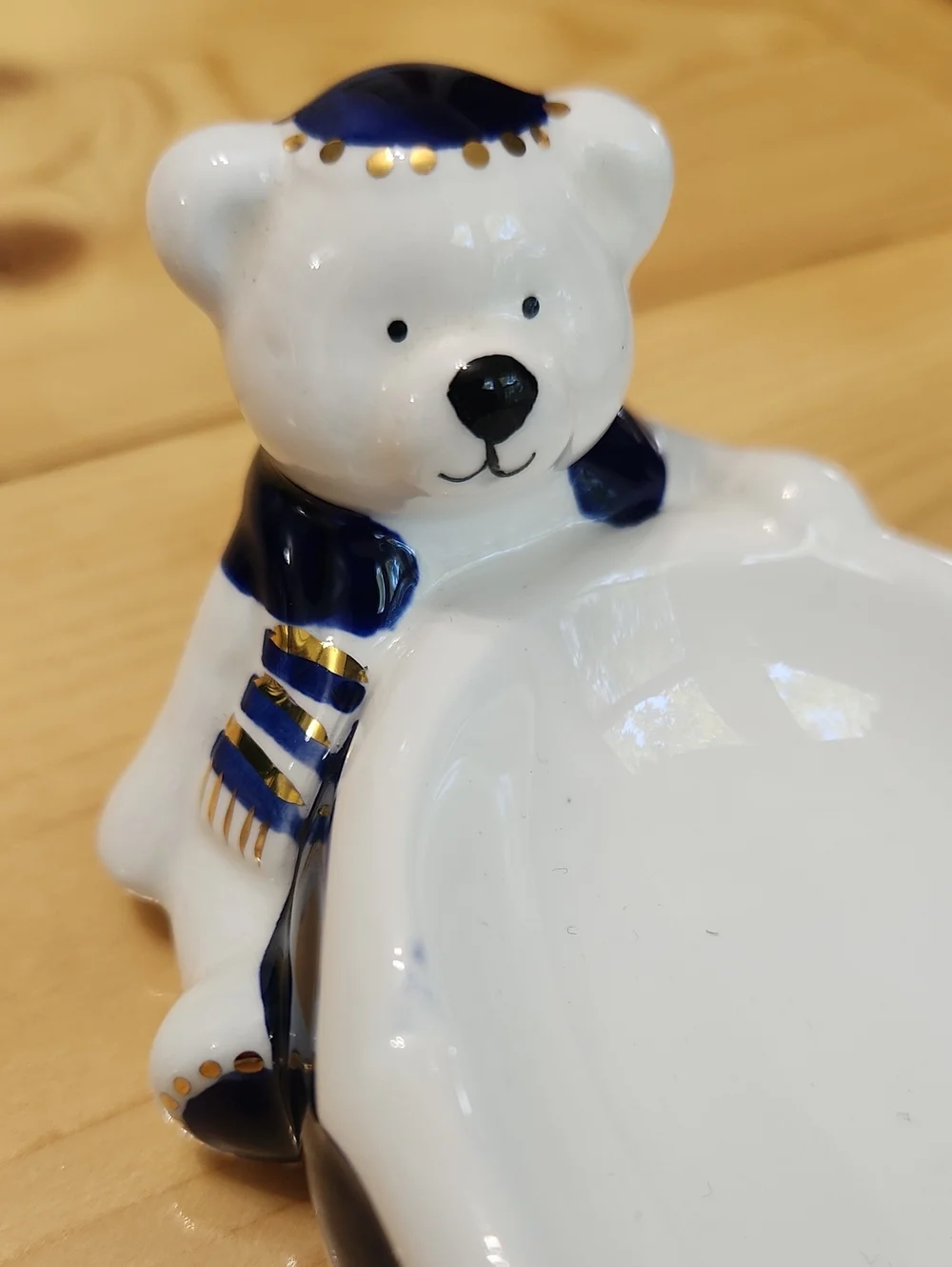 Vintage Hanukkah Polar Bears Wearing Kippot Yamikas Star Of David Dish Ceramic